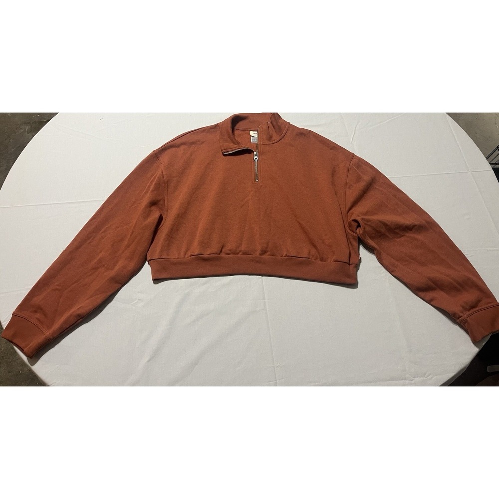 Women's Levi's Crop Top Cosmo 1/4 Zip Sweatshirt In Large Baked Clay Brown
